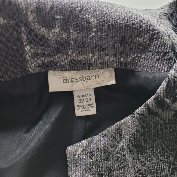 Dressbarn Silver Metallic Open Jacket Coat‎ Long Sleeve Womens Plus 22 24 - Picture 6 of 10